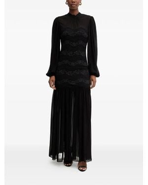 Twinset Lace-Panelled Long-Sleeve Dress - Black