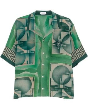 Versace Chemise À Imprimé Greca Et Tête De Méduse - Green