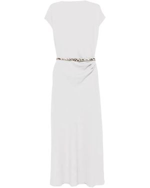Imperial Belted Midi Dress - White