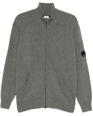 C.P. Company Lens-Detail Zip-Up Cardigan - Grey
