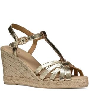Geox 95Mm Gelsa T-Strap Wedge Espadrilles - Metallic