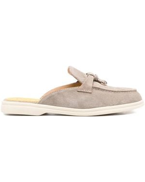 Doucal's Suede-Leather Mules - White