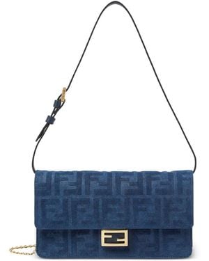 Fendi Portefeuille Ff Baguette À Bride En Chaîne - Blue