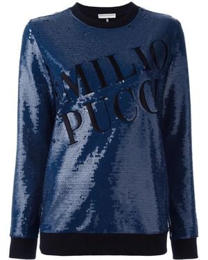 PUCCI - Sequin Embellished Sweatshirt - Women - Cotton - S - Blue