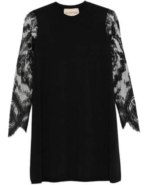 Valentino Garavani Lace-Sleeve Mini Dress - Black