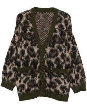 R13 Leopard-Pattern Cardigan - Black