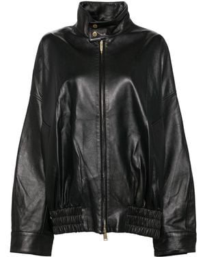 DARKPARK Zip-Up Leather Jacket - Black