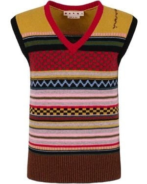 Marni Gestreifter Pullunder - Rot