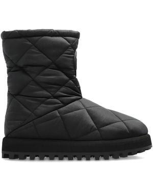 Dolce & Gabbana Quilted-Effect Logo-Detail Boots - Black