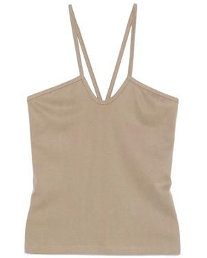 Imperial Halterneck Ribbed Top - Natural