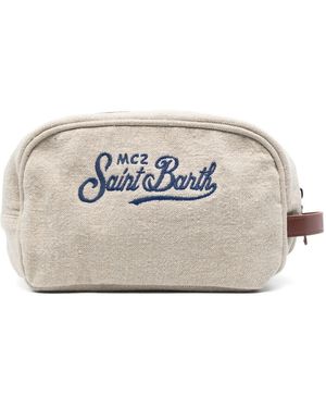 MC2 Saint Barth Embroidered-Logo Make-Up Bag - Natural
