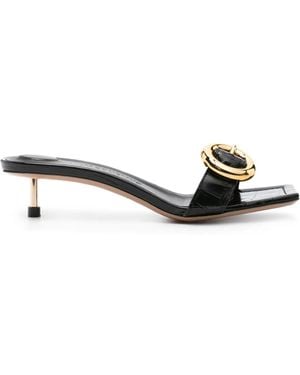 Jacquemus Regalo Basses Croc-embossed Leather Sandal - Black