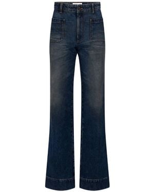 Victoria Beckham Alina Patchwork-Pocket Jeans - Blue