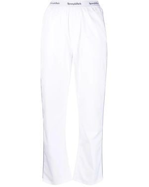 Sporty & Rich Logo-Waistband Cotton Pajama Pants - White