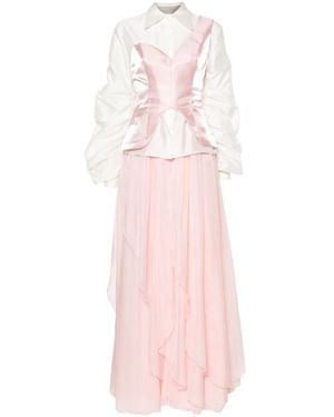 Gaby Charbachy Draped Flared Skirt Set - Pink