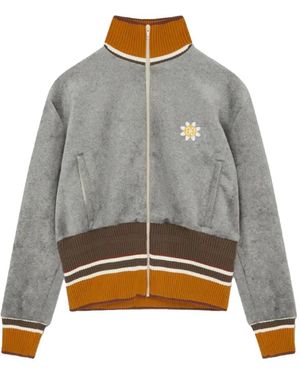 Egonlab Sunflower-Embroidered Zip Jacket - Grey