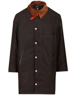 Barbour X Paul Smith Corduroy-Collar Waxed-Cotton Coat - Black