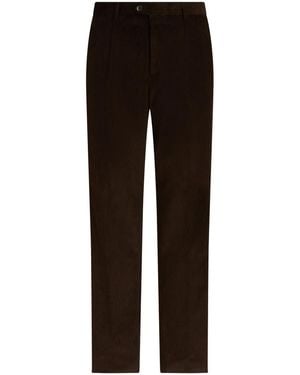 Etro Corduroy Trousers With Floral-Band - Black