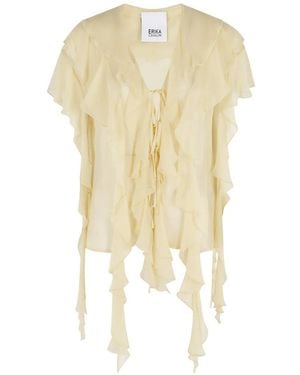 Erika Cavallini Semi Couture Lia Ruffled Tie Blouse - White