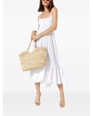 Caroline Constas Veronica Ruffled Midi Dress - White