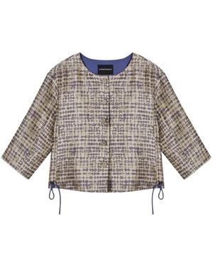 Emporio Armani Jacquard-Pattern Drawstring Jacket - Gray