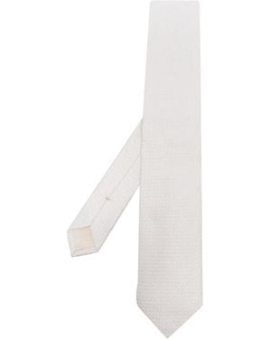 D4.0 Patterned-Jacquard Silk Tie - White