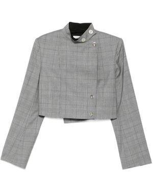 Sportmax Cropped-Jacke Mit Prince Of Wales-Karo - Grau