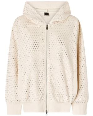 Pinko Fully Rhinestoned Lugano Hoodie With Zip - White