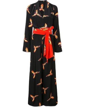 Diane von Furstenberg Bird Print Wrap Jumpsuit - Black