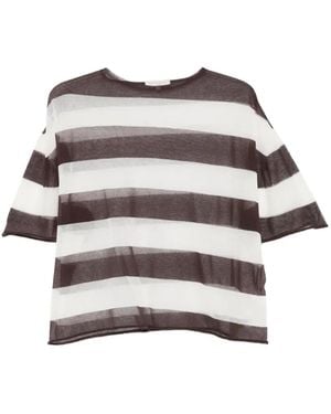 Antonelli Margherita Striped Sheer T-Shirt - White