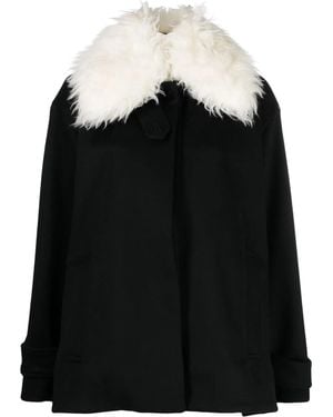Stella McCartney Faux-Fur Collar Wool Coat - Black