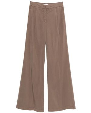 Via Masini 80 Button Pleat Trousers - Brown
