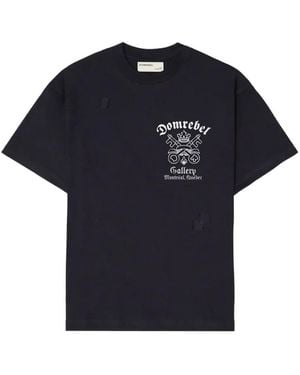 DOMREBEL Keys Graphic-Print Distressed-Effect T-Shirt - Blue