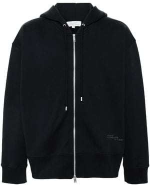 Studio Nicholson Logo-Print Zip-Up Hoodie - Black