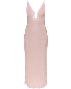 Oséree Sequin-Embellished Ring-Detail Maxi Dress - Pink