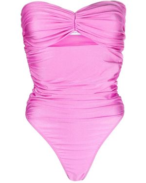 Amen Schulterfreier Badeanzug Mit Raffungen - Pink