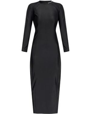 Alexander Wang Logo-Print Midi Dress - Black