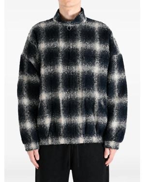 KOZABURO Check-Pattern Zip-Up Jacket - Grey