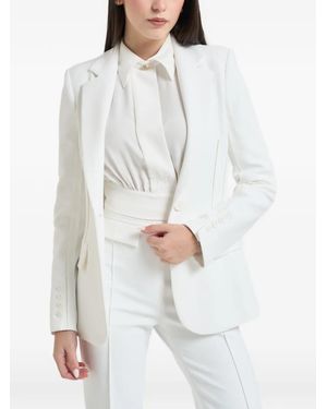 Elisabetta Franchi Notched Lapels Buttoned Blazer - White