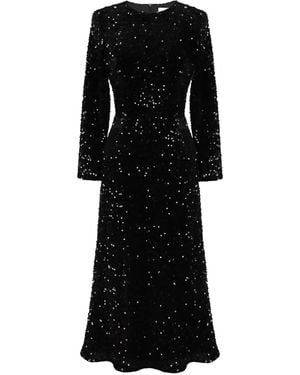 POST MERIDIEM Sequin-Embellished Velvet Midi Dress - Black