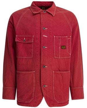 Kapital Cotton-Twill Patch-Pocket Shirt Jacket - Red