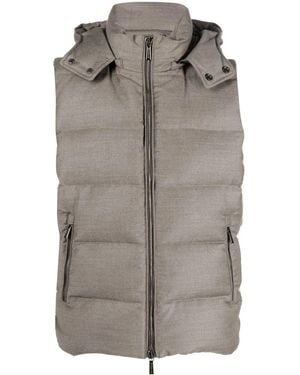 Moorer Hooded Sleeveless Padded Gilet - Gray