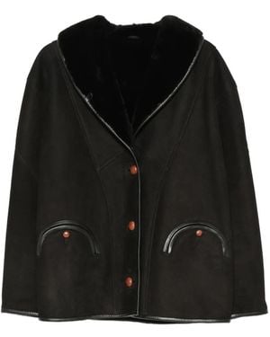 Blazé Milano Smiley Shearling-Collar Jacket - Black