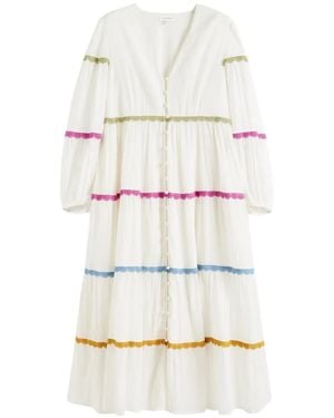 Chinti & Parker Scalloped-Detail Midi Dress - White
