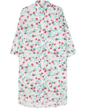 Marni Reverie-Print Cotton Shirtdress - White
