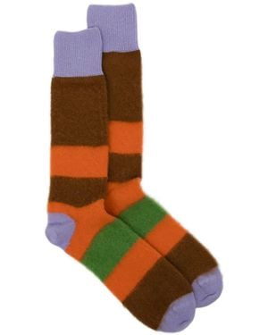 ZEGNA Logo-Print Striped Socks - White