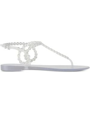 Aquazzura Almost Bare Buckle-Strap Flip Flops - White