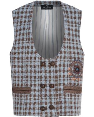Etro Chaleco Con Bordado En Pied De Poule - Gris