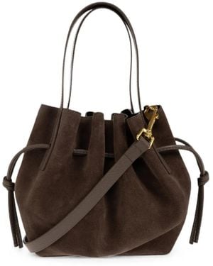 Yuzefi Mini Scallop Suede Bucket Bag - Black