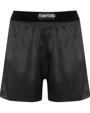 Tom Ford Stretch Silk Satin Boxer Shorts - Black